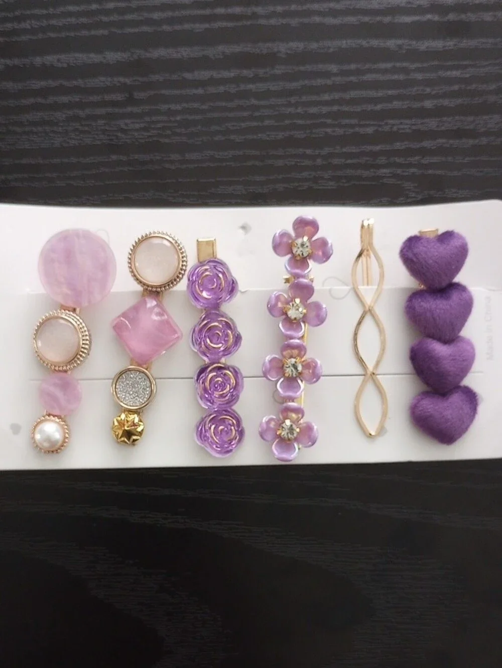 Lavender Floral & Faux Pearl Hair Clip Set Women’s Purple Hair Accessories
